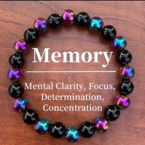 💎4/$20💎Black Agate and Rainbow Obsidian “Memory” Beaded Bracelet